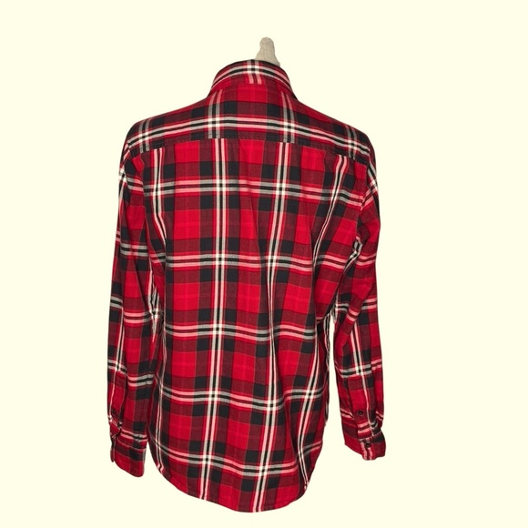 Lauren Ralph Lauren Plaid Shirt Large Classic Red Black Cabincore Rustic - Picture 3 of 10